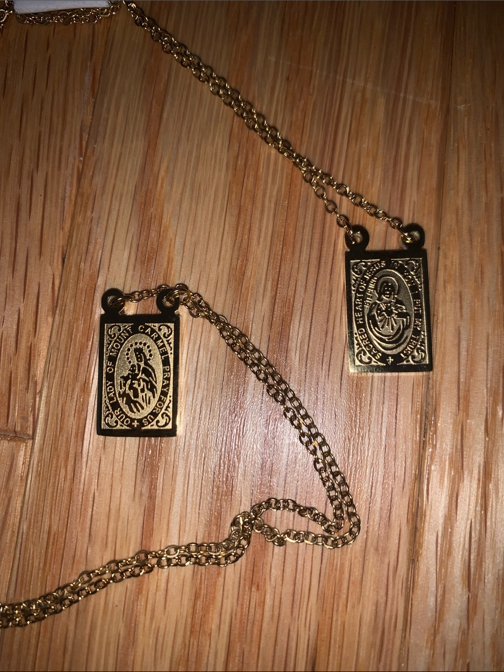 Gold Religious Medal Necklace Set